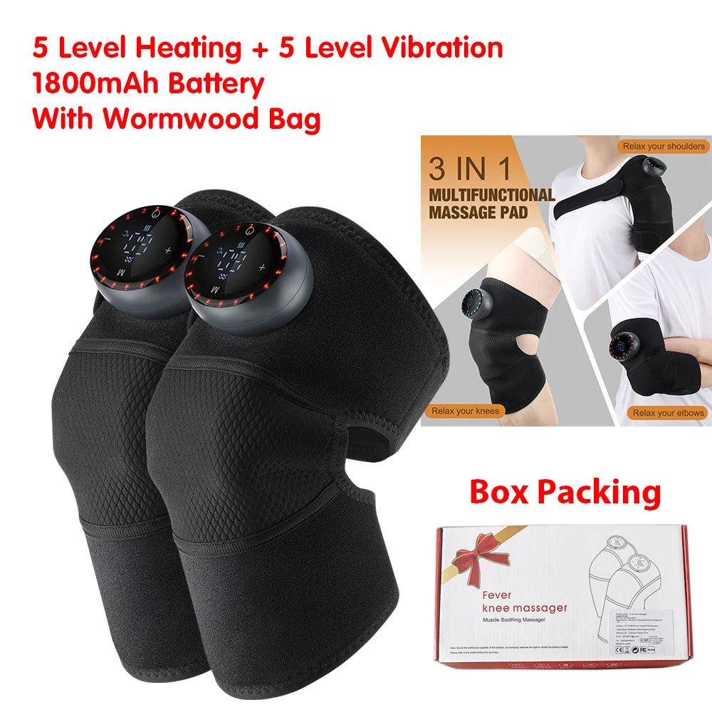 Rechargeable Knee Massager 3 Gear Vibration Massage Adjustable Shoulder Brace Electric Heating Pads Leg Knee Warmer