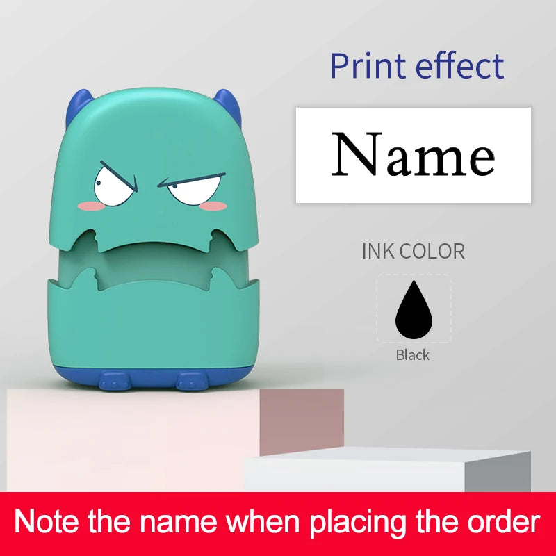 Custom Cartoon Baby Name Stamp Kit - Reusable for Cotton/Modal Clothes & School Bags, Non-Toxic Waterproof Ink Seal