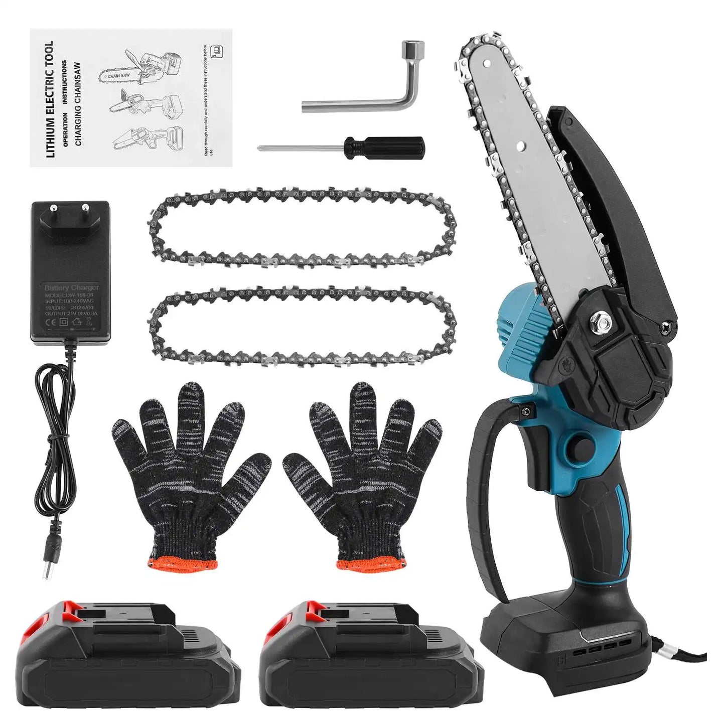 6 Inch Brushless Chain Saw Mini Handheld Pruning Chainsaw Woodworking Electric Saw Cutting Power Tool for Makita 18V Battery
