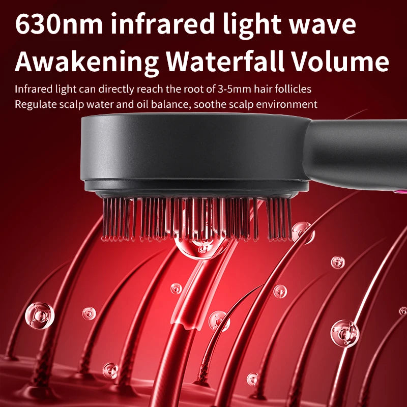 Electric Massage Comb Shiatsu Kneading Scalp Massager 630nm Red Light Scalp Medicine Applicator Hair Care Comb Anti Hair Loss