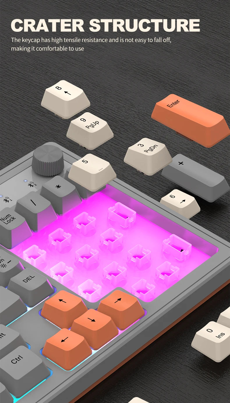 Dual Bluetooth Keyboard Dual-Mode BT/2.4G Wireless Keyboard RGB Backlit Rechargeable Keyboard Gaming Keyboard For Laptop Tablet