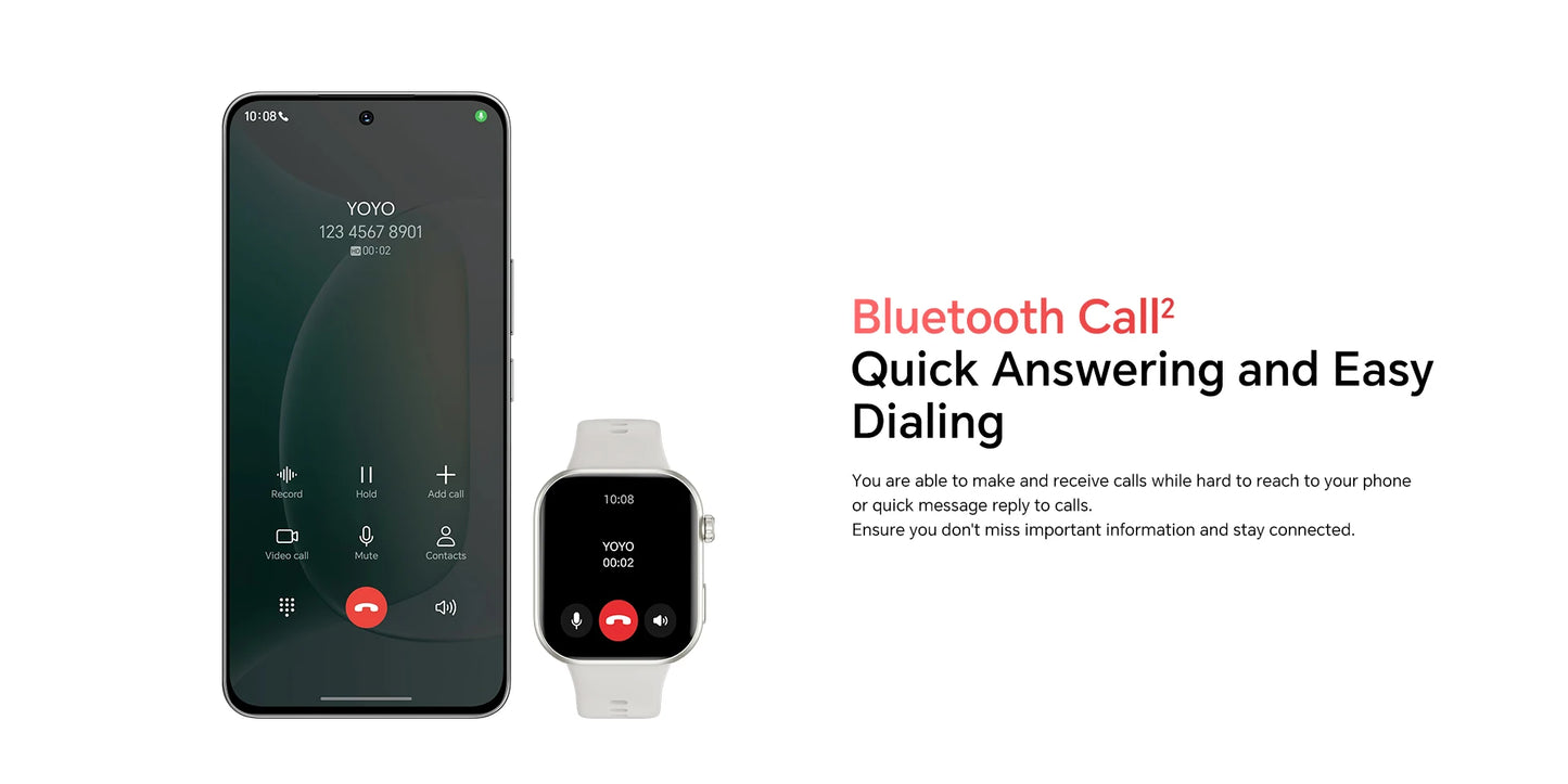 HONOR Choice Watch 2i, Smart Watch Bluetooth Calling, 1.85 Inch AMOLED, 14 Day Readiness, Spo2, 1ATM, IP68, White/Black