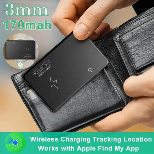 Mini Wallet Tracker Card Wireless Charging Tracking Location Waterproof GPS Locator Work with Apple Find My App Tracker for IOS