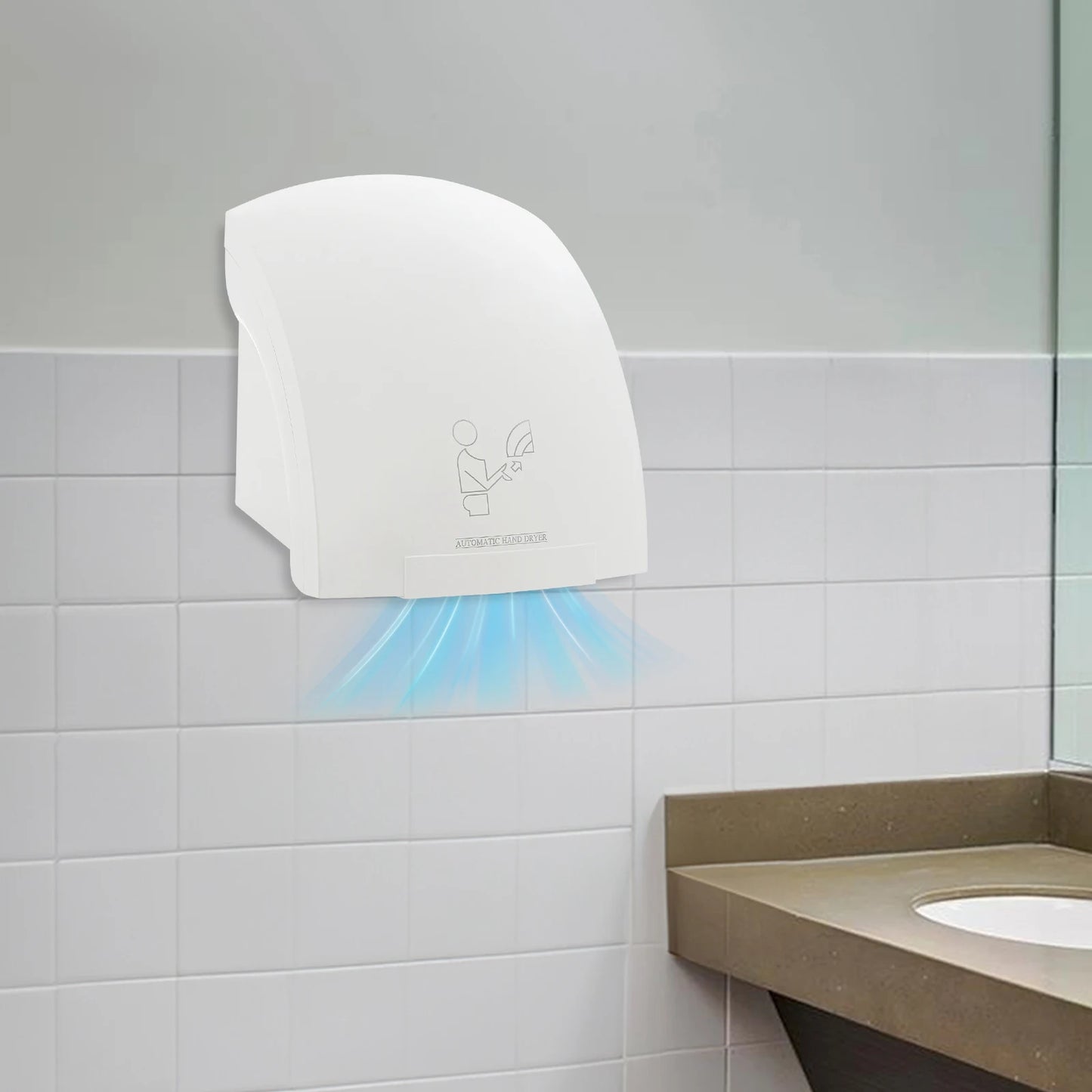 Automatic Infrared Sensor Hand Dryer 1200W High-Speed Dual-Temp ABS Commercial Bathroom Dryer with Safety Protections