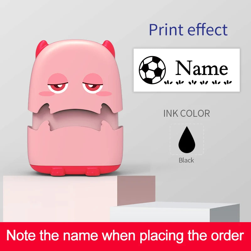Custom Cartoon Baby Name Stamp Kit - Reusable for Cotton/Modal Clothes & School Bags, Non-Toxic Waterproof Ink Seal