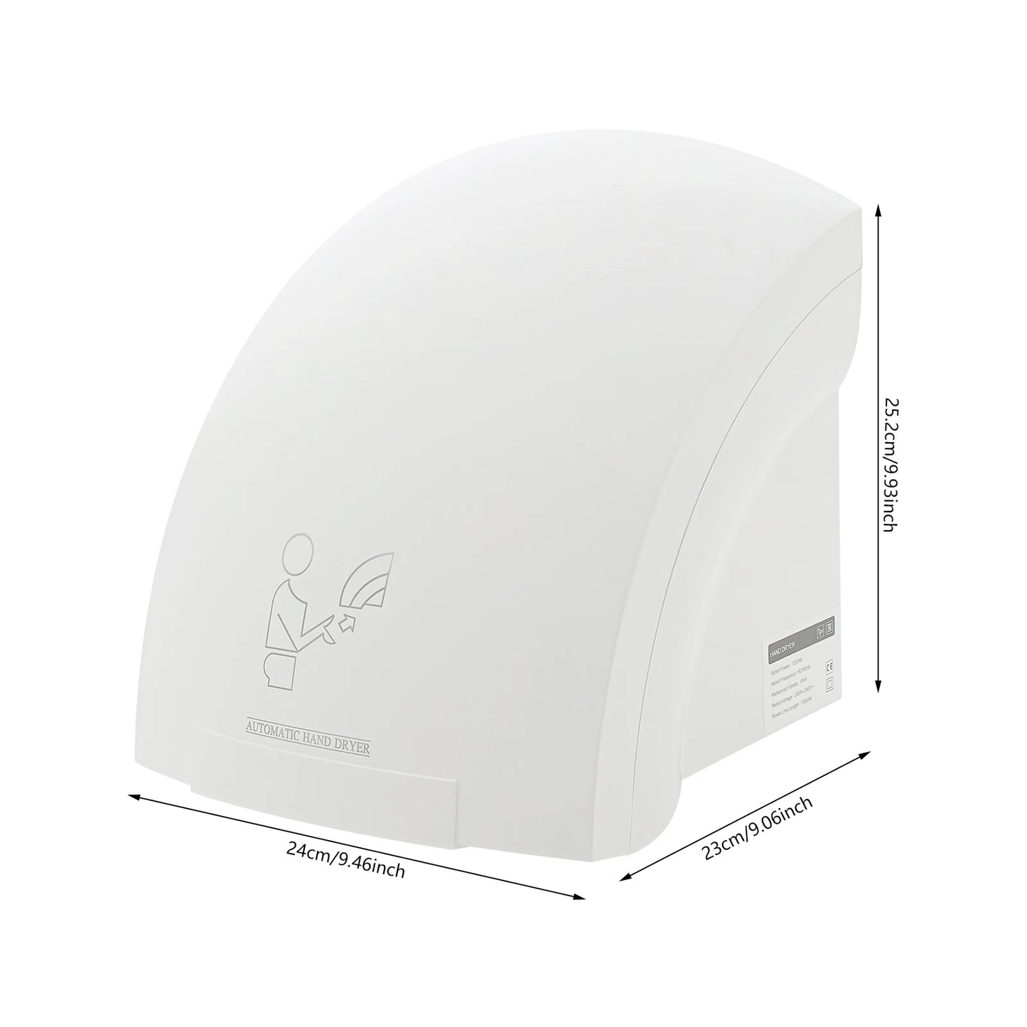 Automatic Infrared Sensor Hand Dryer 1200W High-Speed Dual-Temp ABS Commercial Bathroom Dryer with Safety Protections