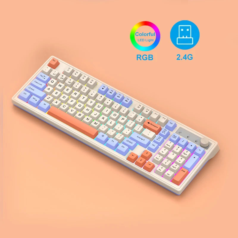 Dual Bluetooth Keyboard Dual-Mode BT/2.4G Wireless Keyboard RGB Backlit Rechargeable Keyboard Gaming Keyboard For Laptop Tablet