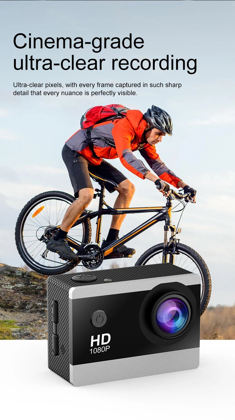 Action Camera 1080P/30FPS 2.0 In IPS Screen 170° Underwater Waterproof Helmet Video Recording Sports Cameras Outdoor Digital Cam