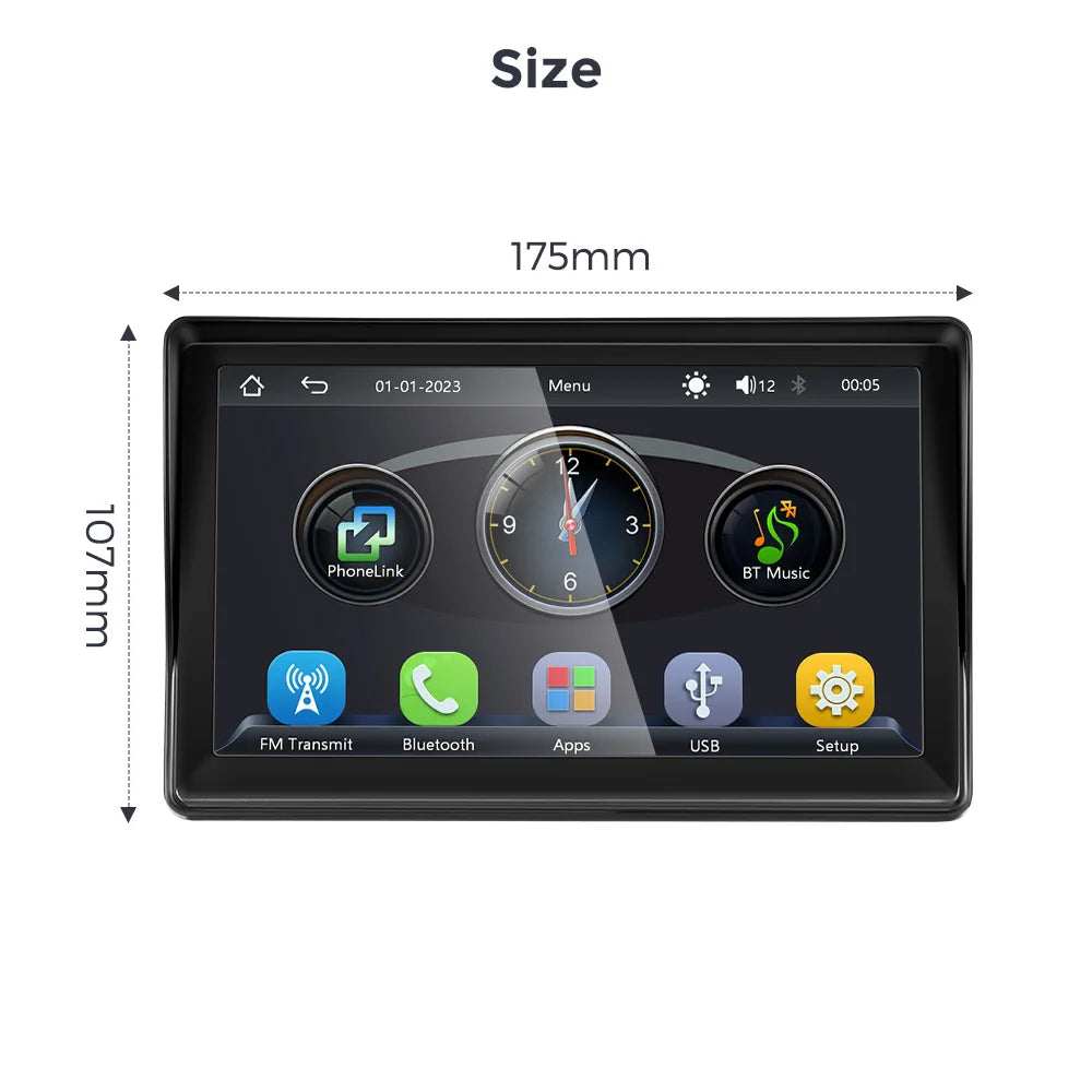 Car Radio 7 Inch Wireless CarPlay Android Auto Portable Car Stereo Multimedia Player With FM Transmitter BT WiFi AUX USB Screen