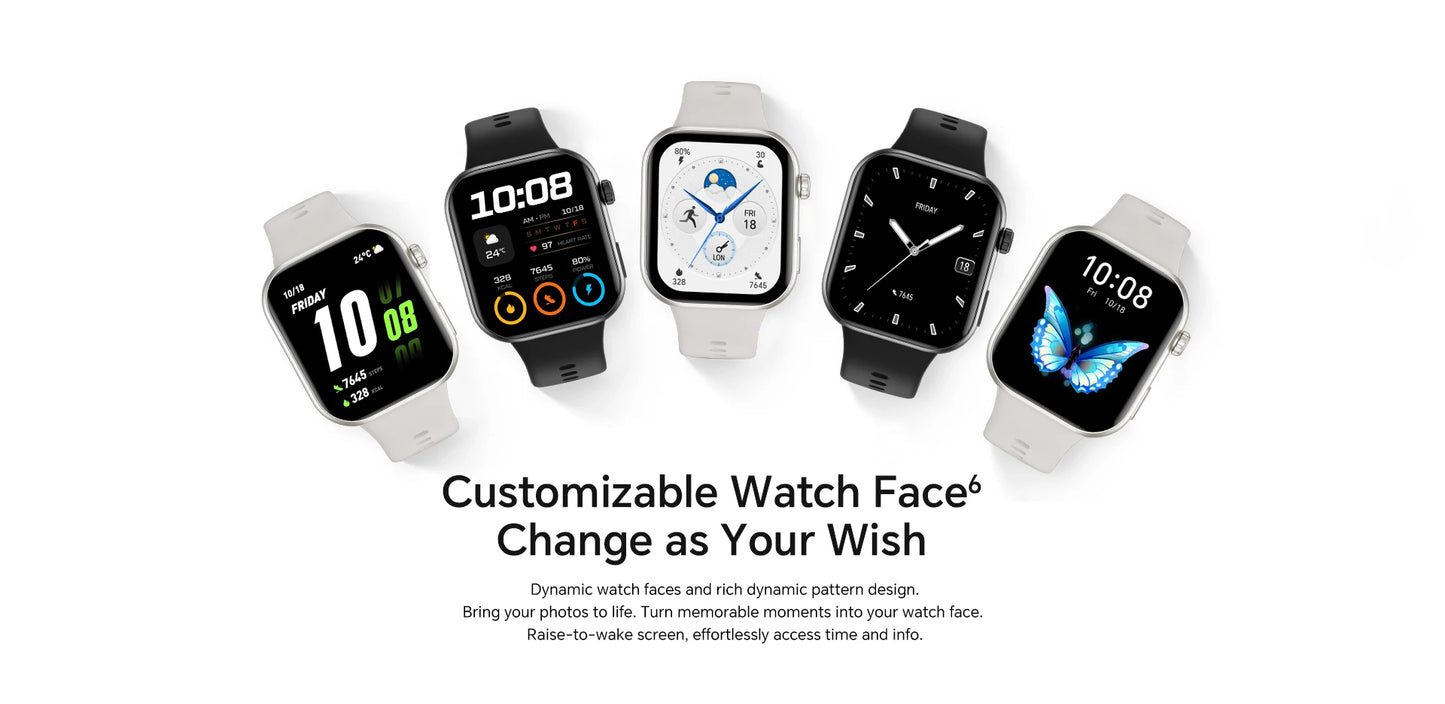 HONOR Choice Watch 2i, Smart Watch Bluetooth Calling, 1.85 Inch AMOLED, 14 Day Readiness, Spo2, 1ATM, IP68, White/Black