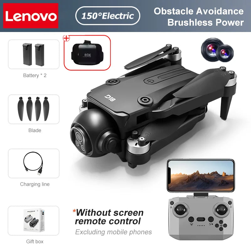 Lenovo D18 Drone 8K Aerial HD Dual Camera Photography Intelligent Obstacle Avoidance Brushless Motor 5G WIFI GPS Return VR Drone