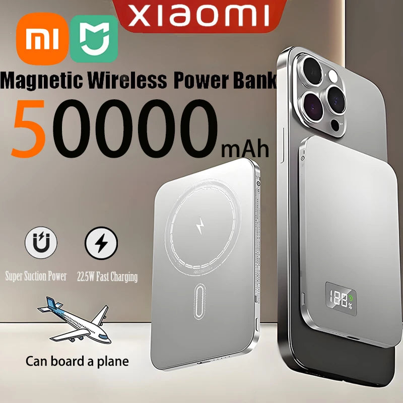 Xiaomi Mijia 50000mAh Portable Magnetic Wireless PowerBank PD22.5W Fast Charging External Battery for Magsafe For iPhone Samsung