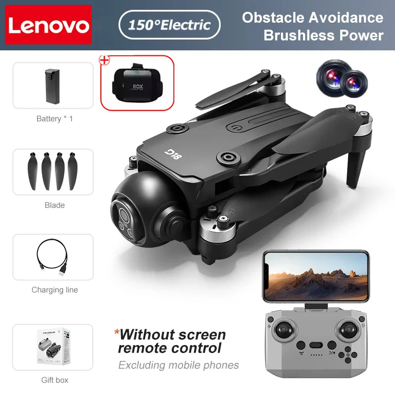 Lenovo D18 Drone 8K Aerial HD Dual Camera Photography Intelligent Obstacle Avoidance Brushless Motor 5G WIFI GPS Return VR Drone