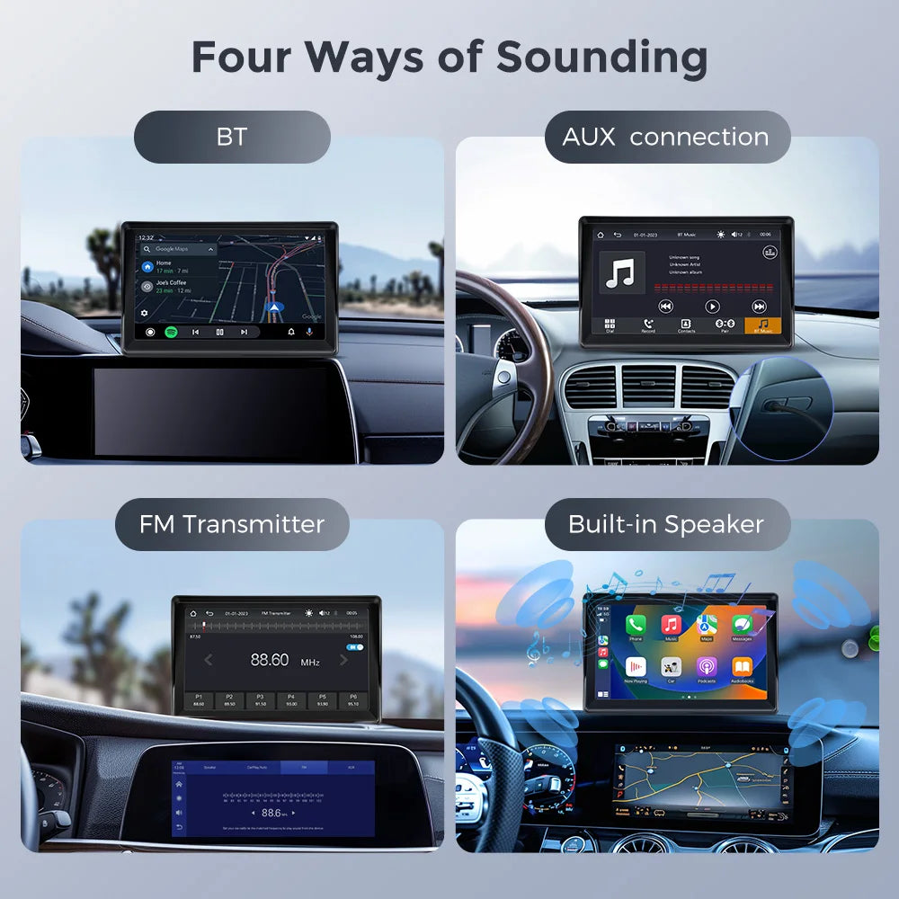 Car Radio 7 Inch Wireless CarPlay Android Auto Portable Car Stereo Multimedia Player With FM Transmitter BT WiFi AUX USB Screen