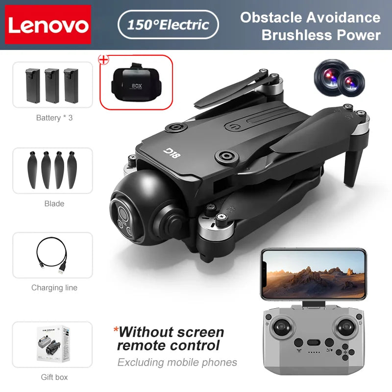 Lenovo D18 Drone 8K Aerial HD Dual Camera Photography Intelligent Obstacle Avoidance Brushless Motor 5G WIFI GPS Return VR Drone