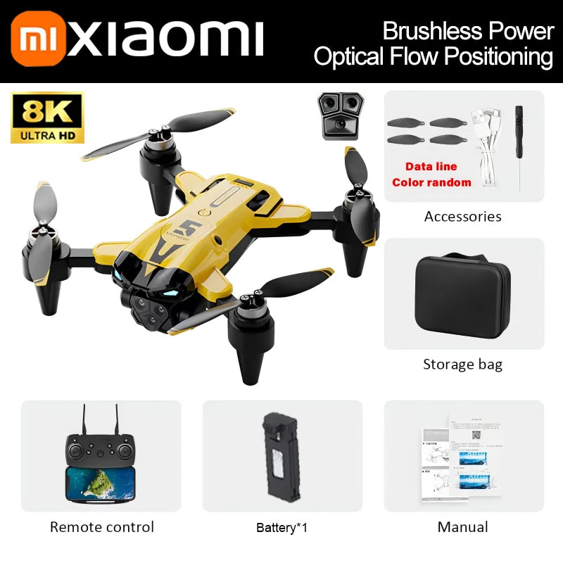Xiaomi M5 Drone 8K Professional HD Triple Camera Brushless Motor Optical Flow Positioning Foldable Quadcopter RC Drone Toy New