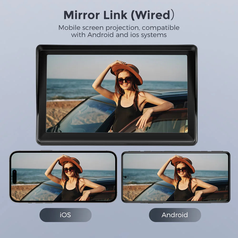 Car Radio 7 Inch Wireless CarPlay Android Auto Portable Car Stereo Multimedia Player With FM Transmitter BT WiFi AUX USB Screen