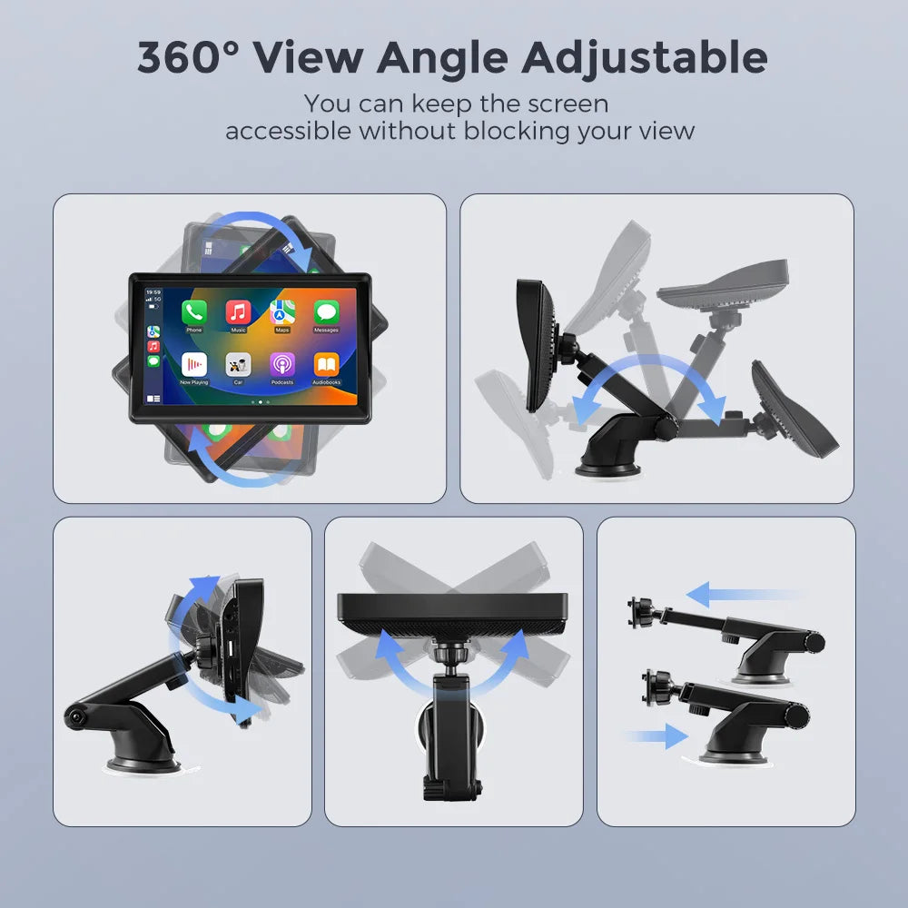 Car Radio 7 Inch Wireless CarPlay Android Auto Portable Car Stereo Multimedia Player With FM Transmitter BT WiFi AUX USB Screen