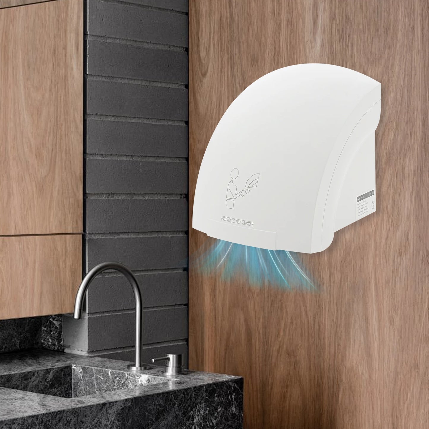 Automatic Infrared Sensor Hand Dryer 1200W High-Speed Dual-Temp ABS Commercial Bathroom Dryer with Safety Protections
