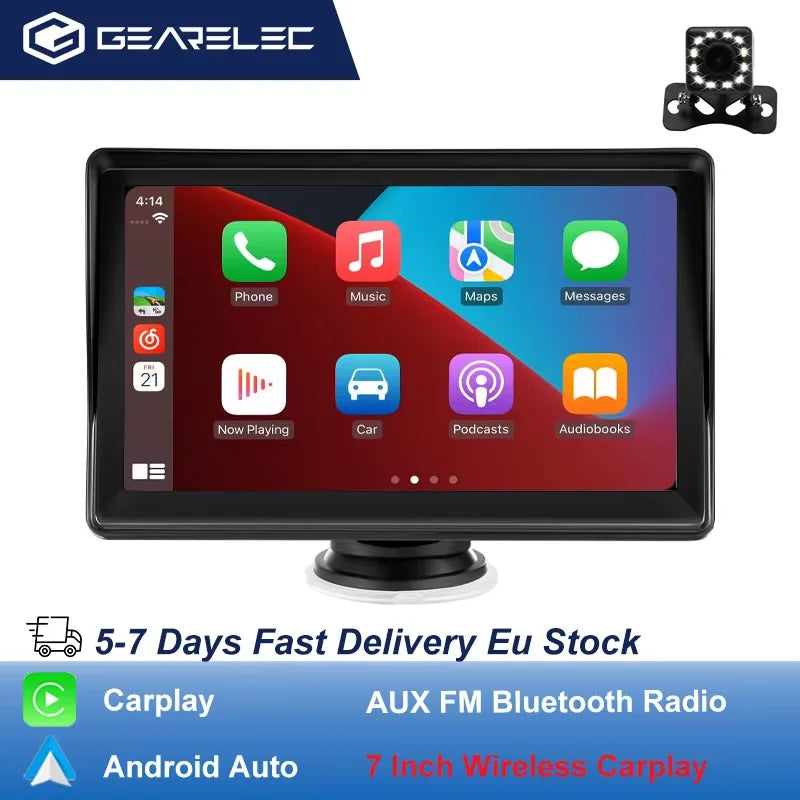 Car Radio 7 Inch Wireless CarPlay Android Auto Portable Car Stereo Multimedia Player With FM Transmitter BT WiFi AUX USB Screen