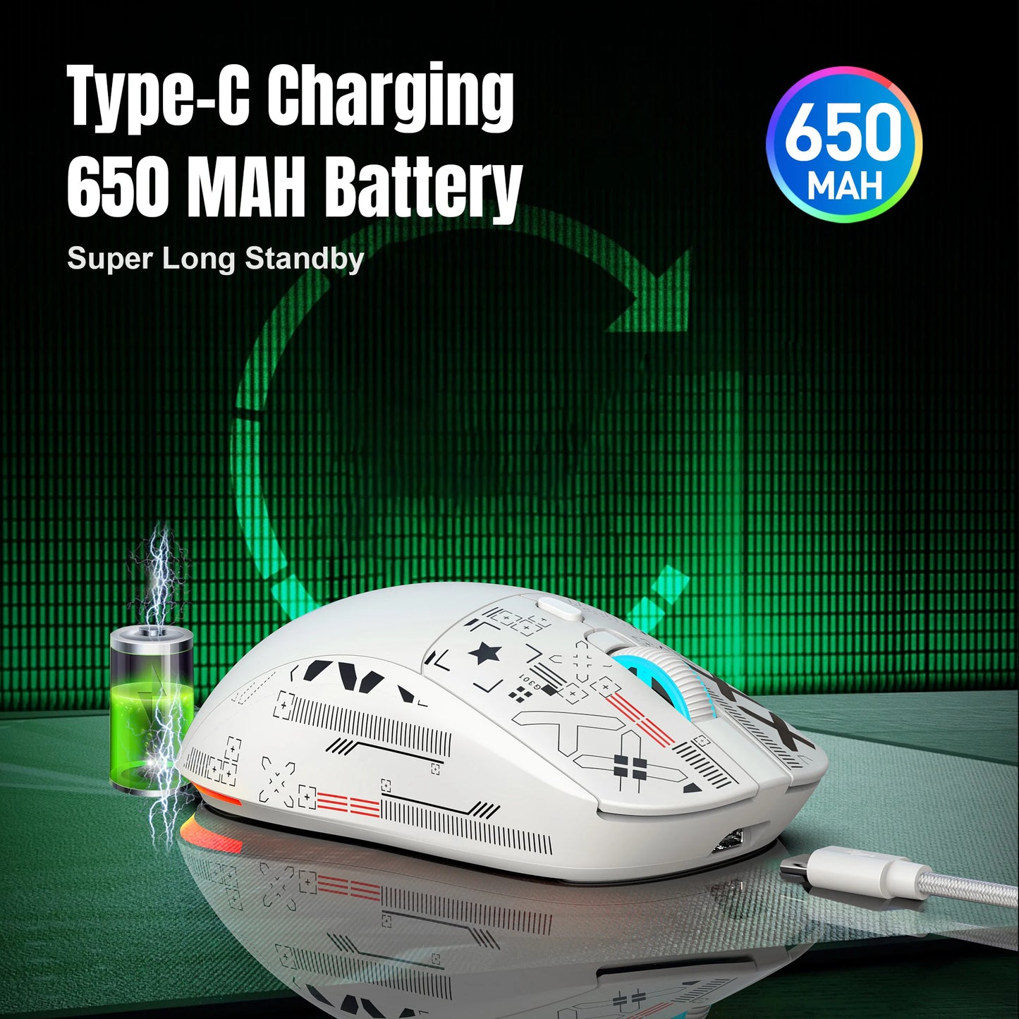 HXSJ-60% RGB Backlit Gaming Keyboard and Mouse Set 61-Key wired Keyboard 3-mode optical gaming wireless mouse for laptop PC