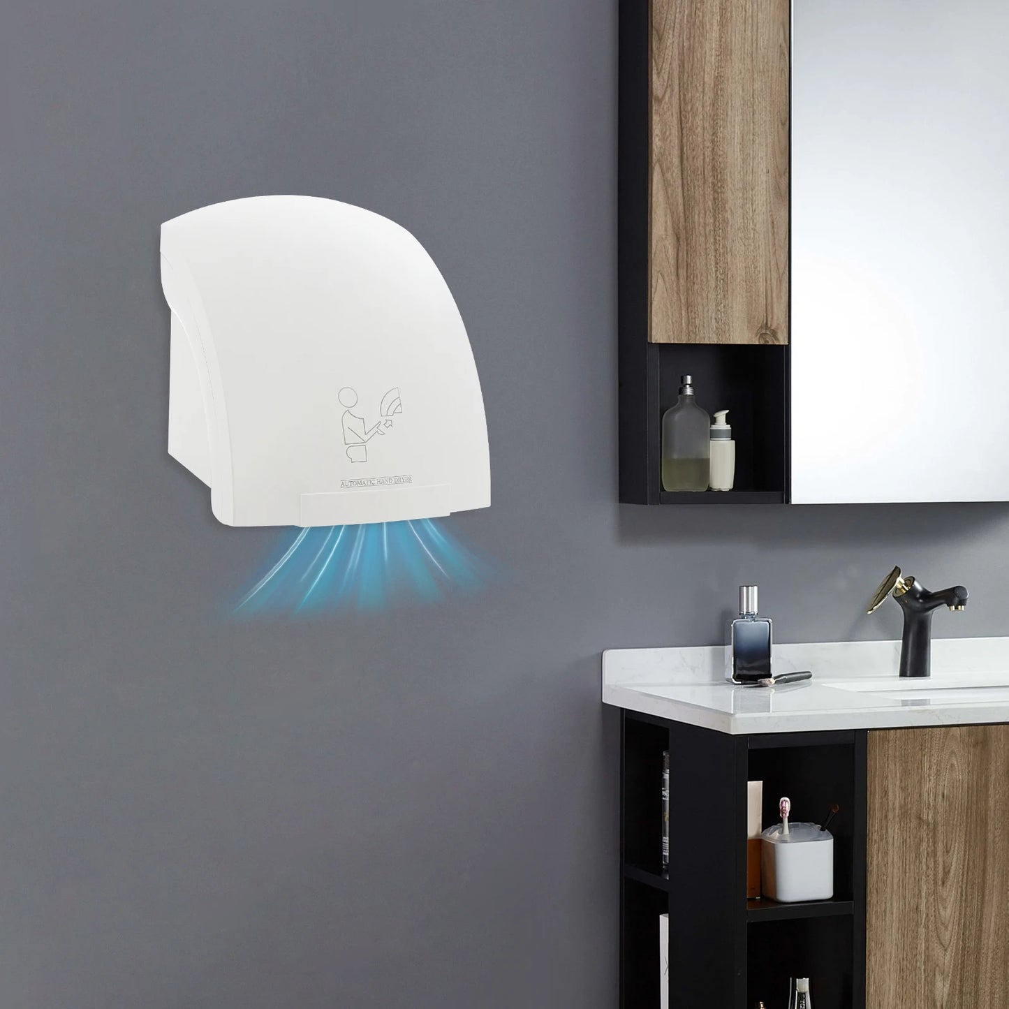 Automatic Infrared Sensor Hand Dryer 1200W High-Speed Dual-Temp ABS Commercial Bathroom Dryer with Safety Protections