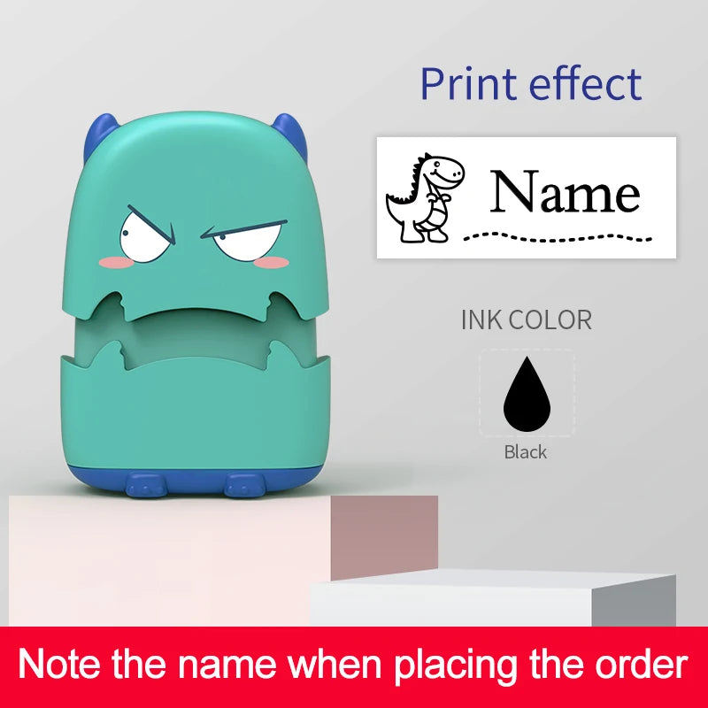 Custom Cartoon Baby Name Stamp Kit - Reusable for Cotton/Modal Clothes & School Bags, Non-Toxic Waterproof Ink Seal