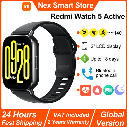 Xiaomi Redmi Watch 5 Active Smart Watch, Bluetooth Call, 2" LCD Display, All Day Heart Rate Blood Oxygen Monitoring Smartwatch