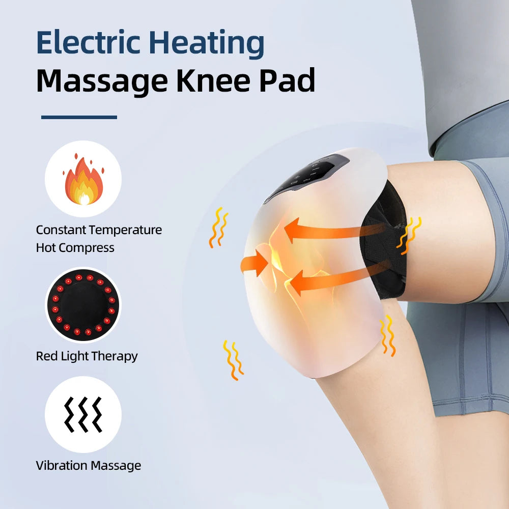 Wireless Electric Heating Knee Massage Pad Red Light Therapy Airbag Wrap Knee Massager Hot Compress High Vibration Massage