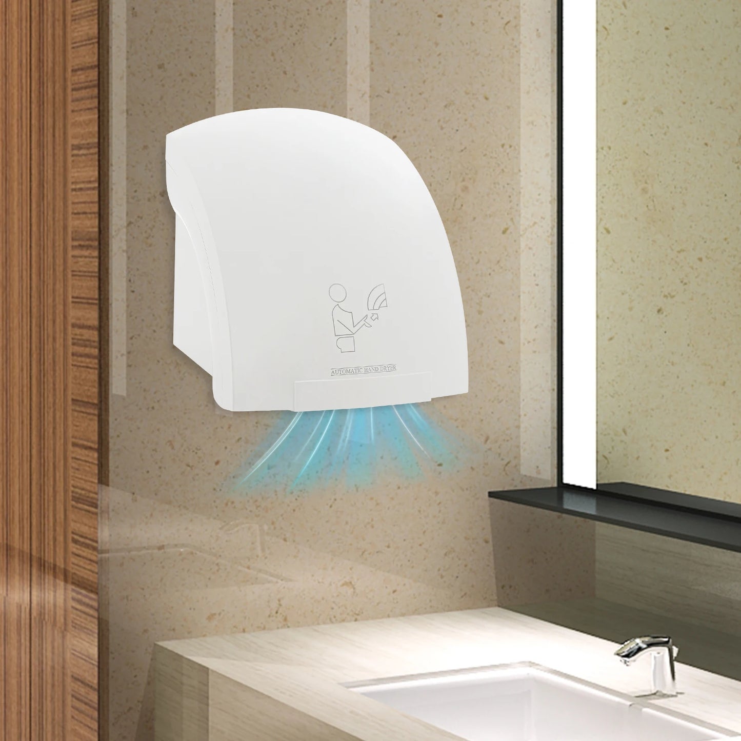 Automatic Infrared Sensor Hand Dryer 1200W High-Speed Dual-Temp ABS Commercial Bathroom Dryer with Safety Protections