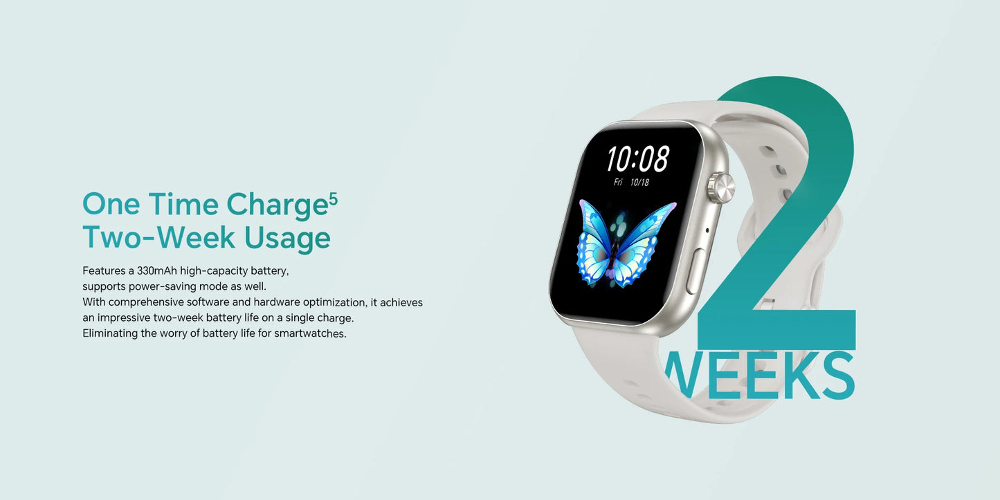 HONOR Choice Watch 2i, Smart Watch Bluetooth Calling, 1.85 Inch AMOLED, 14 Day Readiness, Spo2, 1ATM, IP68, White/Black