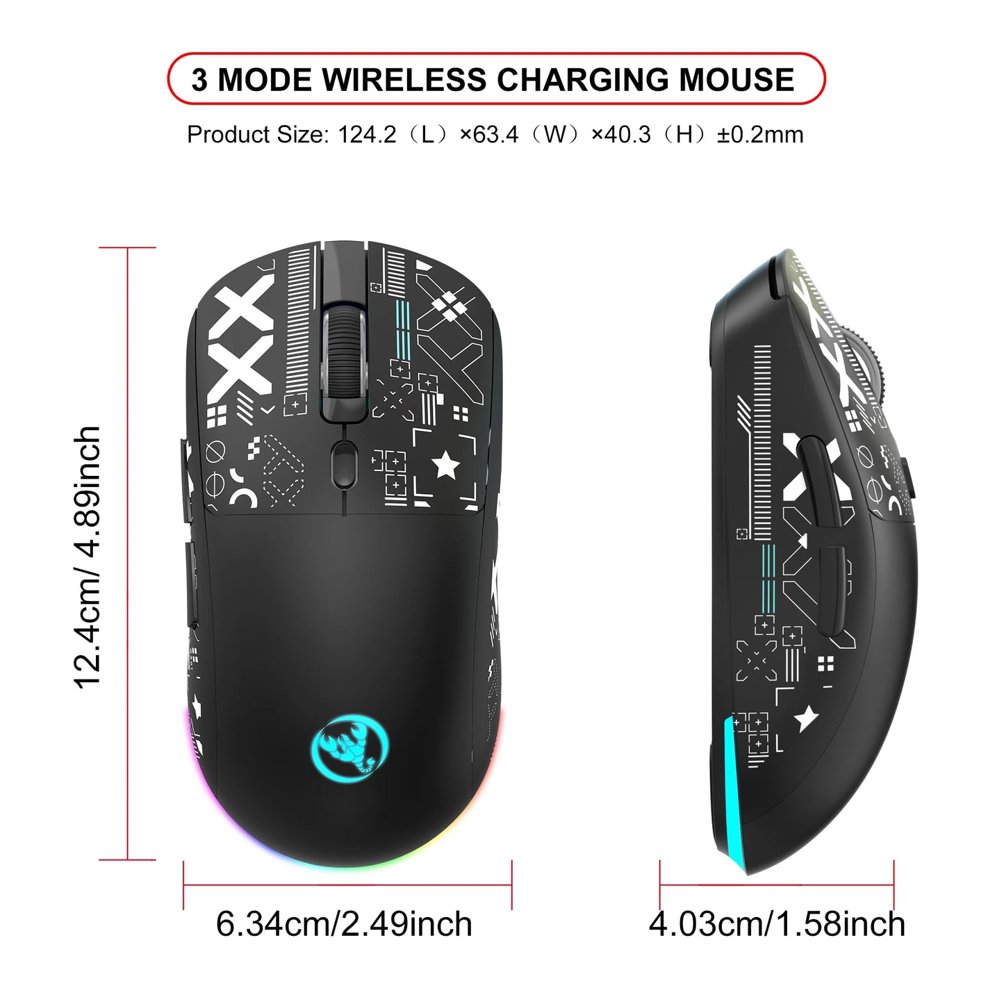 HXSJ-60% RGB Backlit Gaming Keyboard and Mouse Set 61-Key wired Keyboard 3-mode optical gaming wireless mouse for laptop PC
