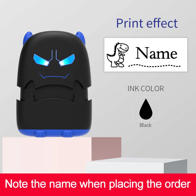 Custom Cartoon Baby Name Stamp Kit - Reusable for Cotton/Modal Clothes & School Bags, Non-Toxic Waterproof Ink Seal