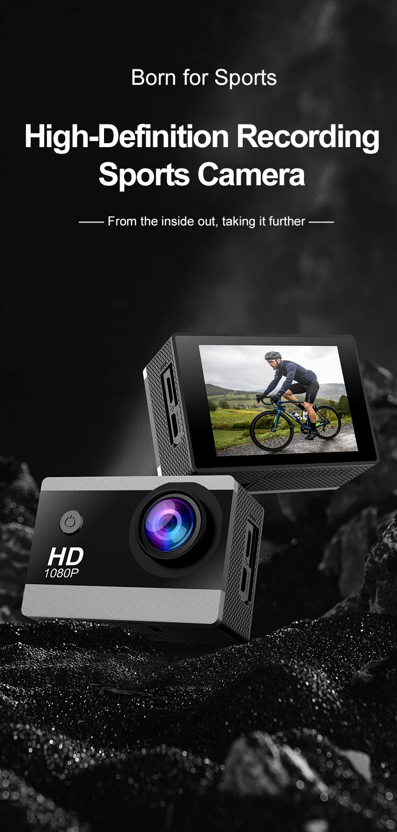 Action Camera 1080P/30FPS 2.0 In IPS Screen 170° Underwater Waterproof Helmet Video Recording Sports Cameras Outdoor Digital Cam