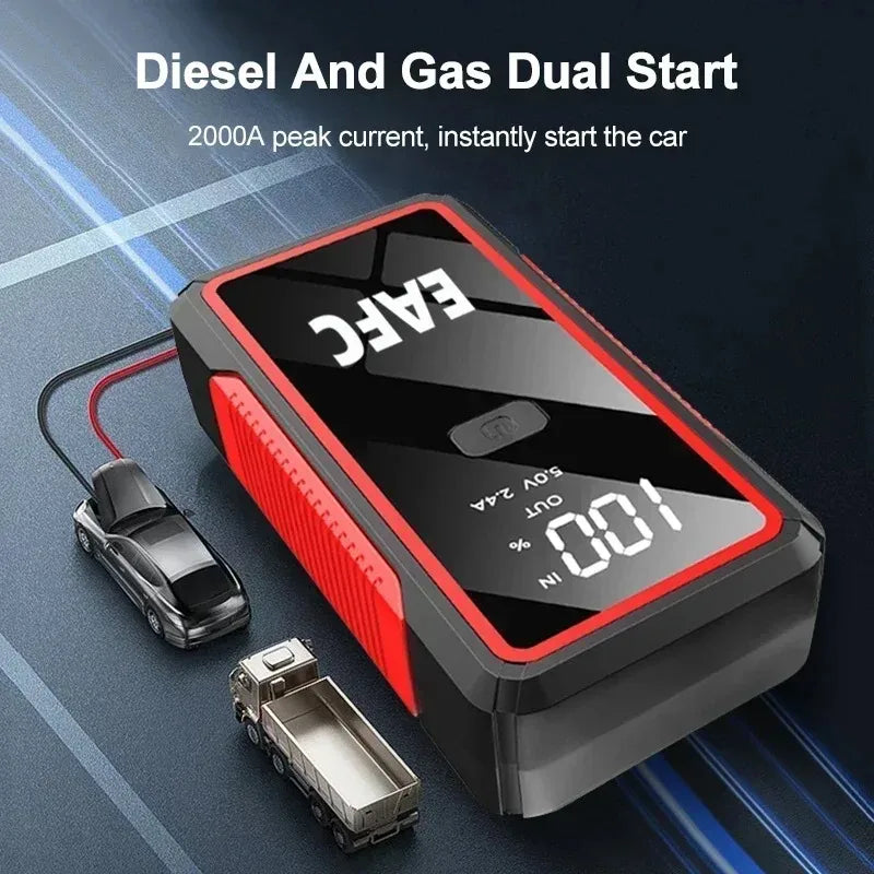EAFC 2000A Car Jump Starter Portable Power Bank 20000mAh Car Battery Booster 12V Auxiliary Starting Device for Diesel Gasoline