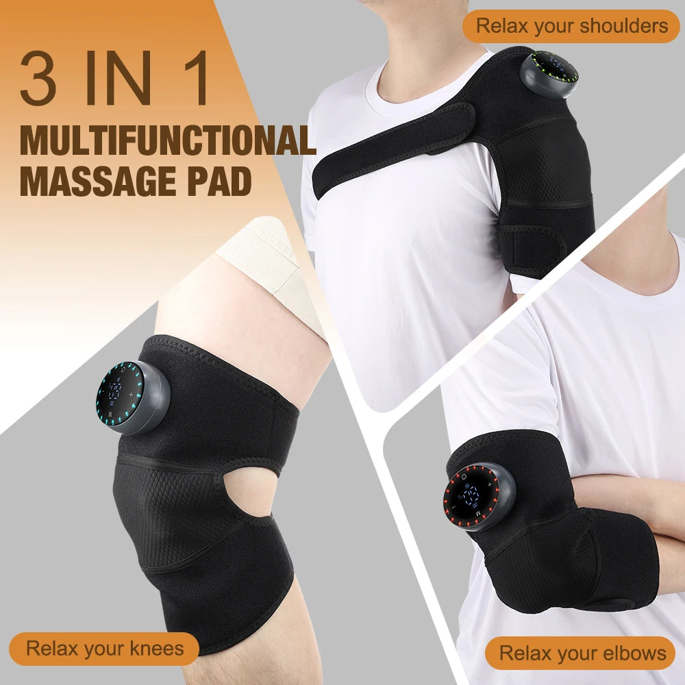 Rechargeable Knee Massager 3 Gear Vibration Massage Adjustable Shoulder Brace Electric Heating Pads Leg Knee Warmer
