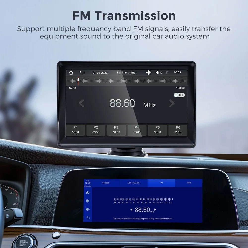 Car Radio 7 Inch Wireless CarPlay Android Auto Portable Car Stereo Multimedia Player With FM Transmitter BT WiFi AUX USB Screen