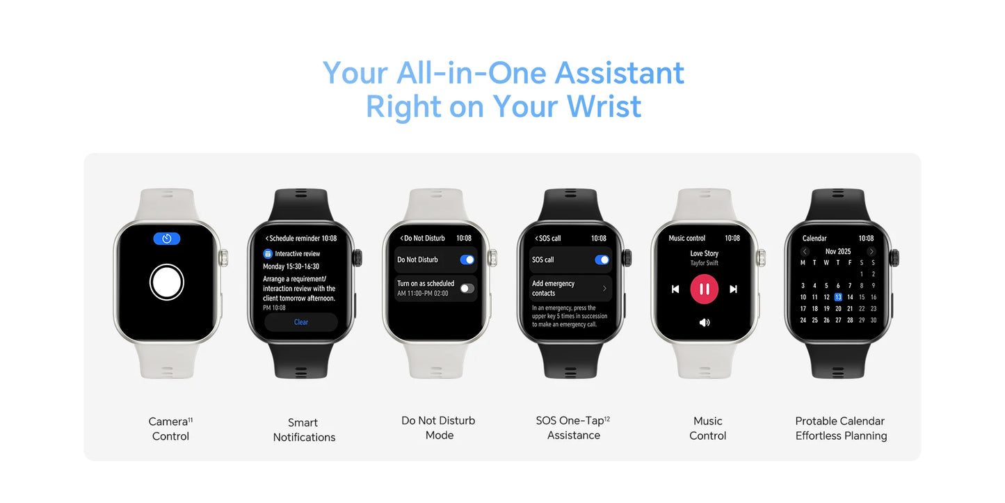 HONOR Choice Watch 2i, Smart Watch Bluetooth Calling, 1.85 Inch AMOLED, 14 Day Readiness, Spo2, 1ATM, IP68, White/Black