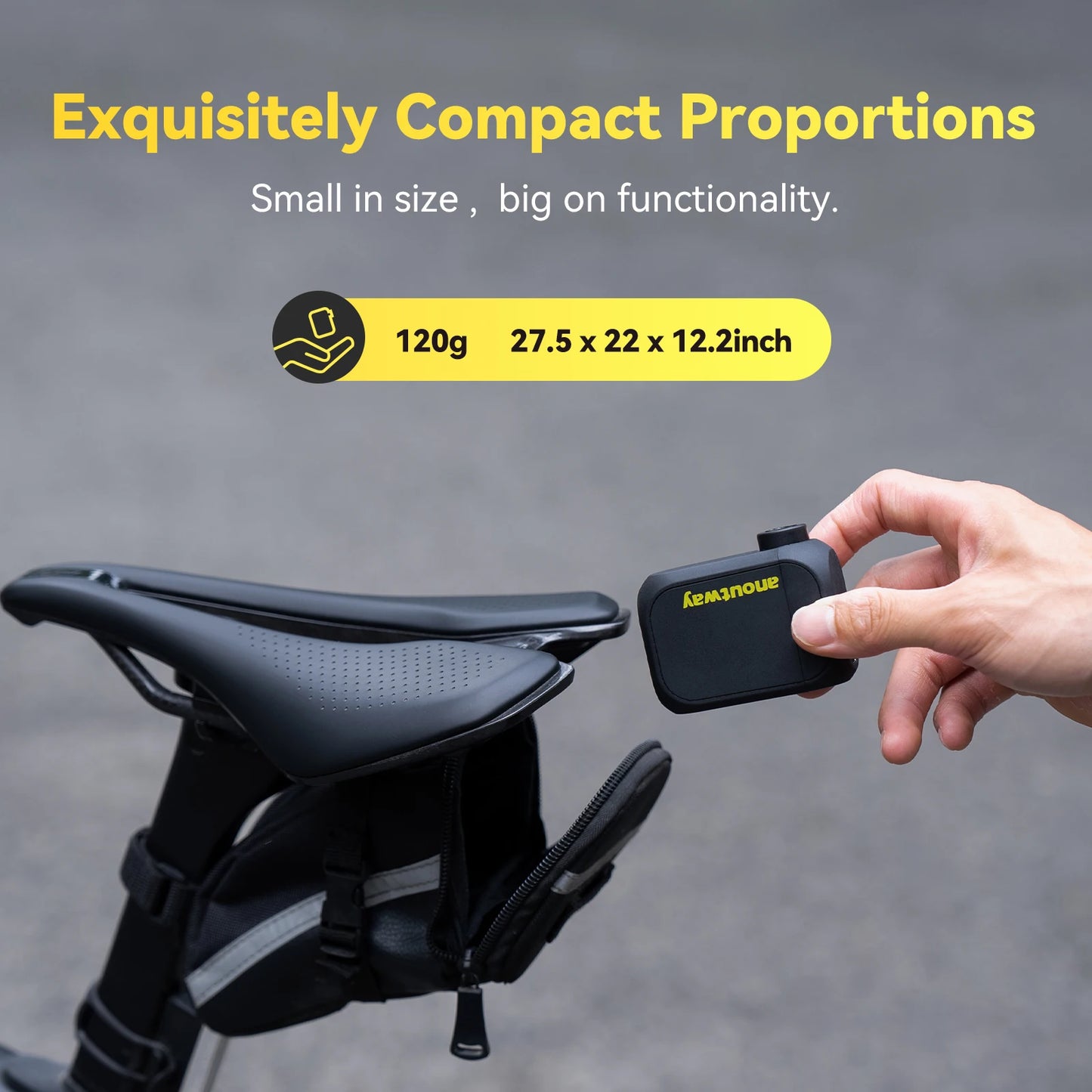 Anoutway AT1 Electric Mini Bicycle Pump for Bike Tire Air Inflator 120 PSI Max 450mAh 7.4V Battery 25Mins Fast Charging