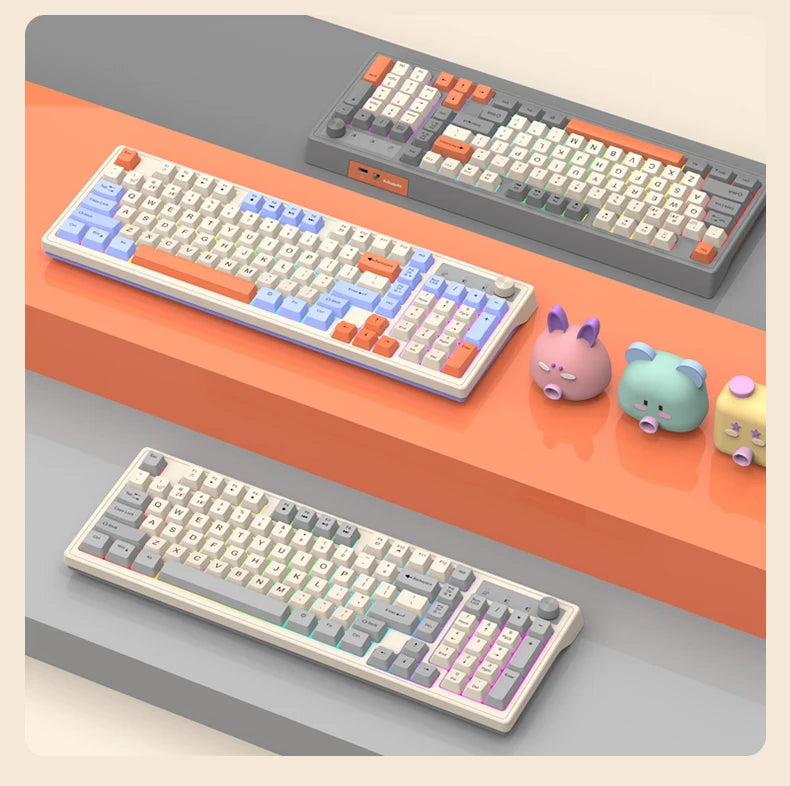 Dual Bluetooth Keyboard Dual-Mode BT/2.4G Wireless Keyboard RGB Backlit Rechargeable Keyboard Gaming Keyboard For Laptop Tablet