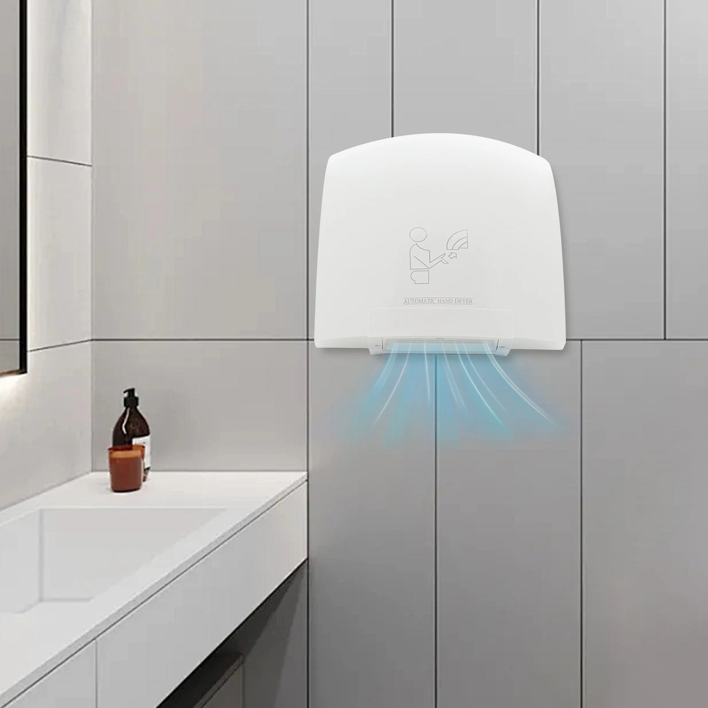 Automatic Infrared Sensor Hand Dryer 1200W High-Speed Dual-Temp ABS Commercial Bathroom Dryer with Safety Protections